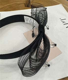 Ободок из с бантом из сетки с прозрачными бусинами by Beretkah - фото 39587