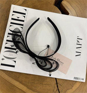 Ободок из с бантом из сетки с прозрачными бусинами by Beretkah - фото 39588