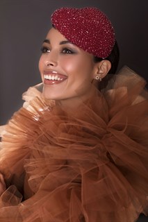 ШЛЯПКА-таблетка "СЕРДЦЕ" из бархата с бисером by Beretkah - фото 39617