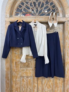 ЮБКА МИДИ со складками (из темно-синей плотной поливискозы)