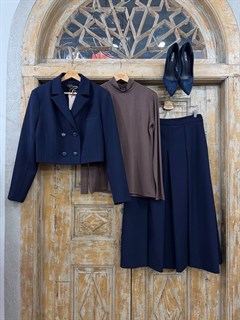 ЮБКА МИДИ со складками (из темно-синей плотной поливискозы) - фото 39630