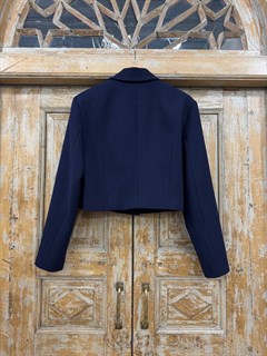 ЖАКЕТ двубортный ультракороткий (из темно-синей плотной поливискозы) - фото 39637