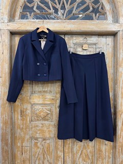 ЖАКЕТ двубортный ультракороткий (из темно-синей плотной поливискозы) - фото 39643