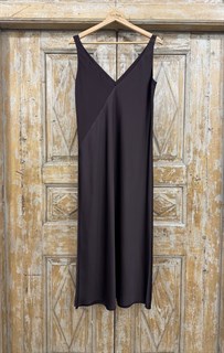 ПЛАТЬЕ КОМБИНАЦИЯ (МИДИ D-80, двустороннее, двойное, на широких бретелях, из премиум-атласа), ШОКОЛАД - фото 39679