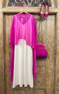 БЛУЗКА-накидка в пол из легкого шифона (ФУКСИЯ) - фото 39727