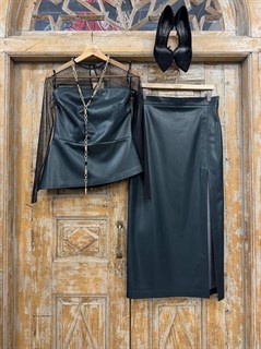 БЮСТЬЕ с БАСКОЙ наискосок (из ЭКО-кожи) - фото 39743