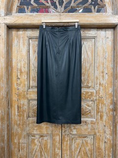 ЮБКА карандаш миди с разрезом (из ЭКО-кожи на замше, ТЕМНЫЙ ИЗУМРУД) - фото 39757