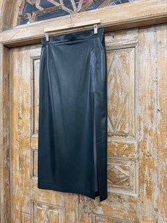 ЮБКА карандаш миди с разрезом (из ЭКО-кожи на замше, ТЕМНЫЙ ИЗУМРУД) - фото 39758