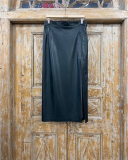 ЮБКА карандаш миди с разрезом (из ЭКО-кожи на замше, ТЕМНЫЙ ИЗУМРУД) - фото 39760