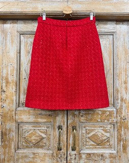 ЮБКА (ТРАПЕЦИЯ, МИНИ, с клапанами, из красного твида с пайетками) - фото 39763