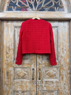 ЖАКЕТ короткий в стиле Шанель (из красного твида с пайетками) - фото 39768