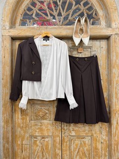 БЛУЗКА на запАхе с мягкой драпировкой в викторианском стиле (из премиум-атласа с кружевом)