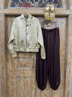 БРЮКИ "АЛЛАДИНЫ" свободные, на мягкой резинке, OneSize (из атласа arm), ИНЖИР