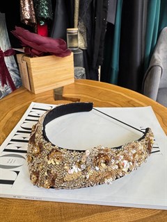 ОБОДОК "КОКОШНИК" золотой со стразами - фото 39991