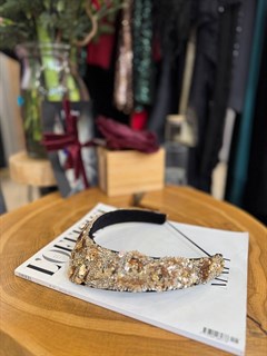 ОБОДОК "КОКОШНИК" золотой со стразами - фото 39992