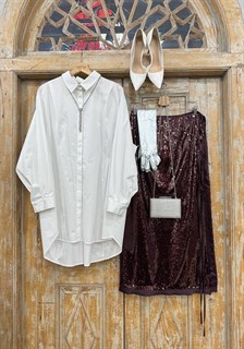 ЮБКА-карандаш на завязке, D-90, из пайеток (БОРДО)