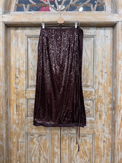 ЮБКА-карандаш на завязке, D-90, из пайеток (БОРДО) - фото 40003