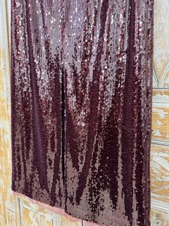 ЮБКА миди КАРАНДАШ-РЮМОЧКА с разрезом спереди (из БОРДО пайеток) - фото 40006