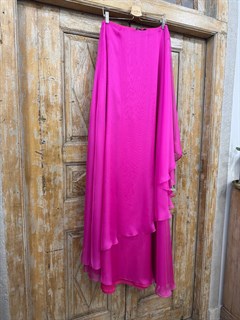 ПЛАТЬЕ на одно плечо из шифона в пол, многослойное (ФУКСИЯ) - фото 40066