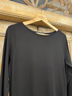 ПЛАТЬЕ длинное "Вторая кожа" с вырезом "Лодочка", юбкой-колокол и длинными рукавами (из нежного вискозного джерси BL) - фото 40124