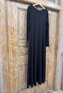 ПЛАТЬЕ длинное "Вторая кожа" с вырезом "Лодочка", юбкой-колокол и длинными рукавами (из нежного вискозного джерси BL) - фото 40127