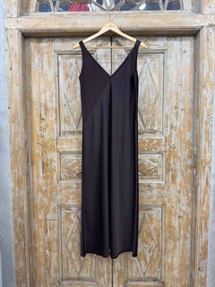 ПЛАТЬЕ КОМБИНАЦИЯ (МИДИ D-90, двустороннее, двойное, на широких бретелях, из премиум-атласа), ШОКОЛАД - фото 40145