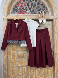 ЮБКА МИДИ со складками (из поливискозы, БОРДО)