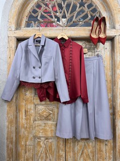 ЮБКА МИДИ со складками (из премиум шерсти, Жемчужно-серый)