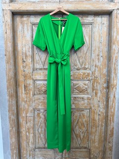 КОМБИНЕЗОН, широкие брюки с защипом в пол, верх на запАхе, короткий рукав (вискоза-кади) - фото 40370