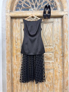 ЮБКА полупрозрачная, на кокетке, с оборкой из фатина в горох