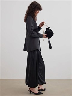 БРЮКИ "АЛЛАДИНЫ" свободные, на мягкой резинке, единый размер (из премиум атласа), ЧЕРНЫЙ - фото 40589