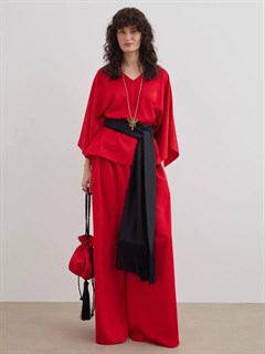 БРЮКИ ШИРОКИЕ односторонние, свободные, на мягкой резинке, единый размер, из атласа ДШ - фото 40605