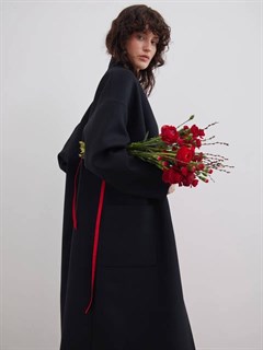 ПЛАТЬЕ с драпировкой, подрезом на запАхе, цельнокроенными рукавами и двойной юбкой по косой (из премиум-атласа), (D-100), КРАСНЫЙ - фото 40677