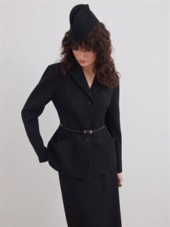 ЮБКА "МАРЛЕН" миди КАРАНДАШ-РЮМОЧКА с разрезом спереди (из плотной премиум шерсти в рубчик) - фото 40710