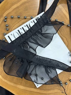 МАНЖЕТЫ из шелковой органзы на завязках (ЧЕРНЫЕ) - фото 40800