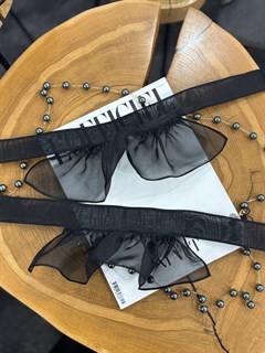 МАНЖЕТЫ из шелковой органзы на завязках (ЧЕРНЫЕ) - фото 40801