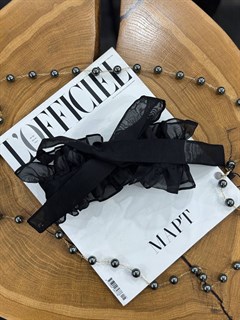 ВОРОТНИК с оборками из шелковой органзы на завязках (ЧЕРНЫЙ) - фото 40812