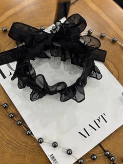 ВОРОТНИК с оборками из шелковой органзы на завязках (ЧЕРНЫЙ) - фото 40813