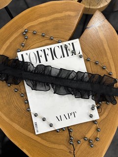 ВОРОТНИК с оборками из шелковой органзы на завязках (ЧЕРНЫЙ) - фото 40814