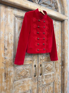 ЖАКЕТ-МУНДИР "Наполеон" из бархата, расшитый в стиле тесьмой, (КРАСНЫЙ) - фото 40820