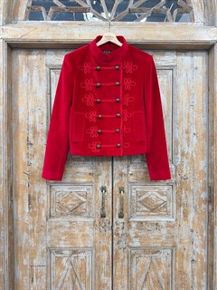 ЖАКЕТ-МУНДИР "Наполеон" из бархата, расшитый в стиле тесьмой, (КРАСНЫЙ) - фото 40821