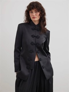 КИТАЙСКИЙ жакет "Mandarin"  (из премиум дабл-дюшеса), ЧЕРНЫЙ - фото 40841