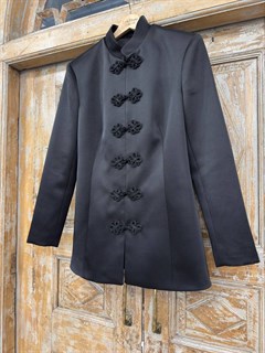 КИТАЙСКИЙ жакет "Mandarin"  (из премиум дабл-дюшеса), ЧЕРНЫЙ - фото 40845