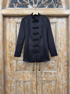 КИТАЙСКИЙ жакет "Mandarin"  (из премиум дабл-дюшеса), ЧЕРНЫЙ - фото 40847