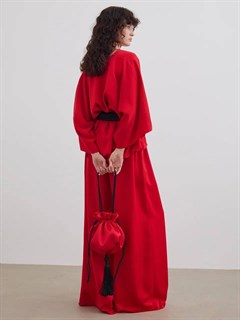 СУМОЧКА коктейльная с кисточкой (из плотного атласа), КРАСНЫЙ - фото 40895