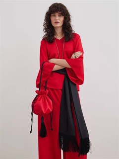 СУМОЧКА коктейльная с кисточкой (из плотного атласа), КРАСНЫЙ - фото 40897