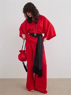 СУМОЧКА коктейльная с кисточкой (из плотного атласа), КРАСНЫЙ - фото 40899