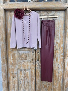 ДЖЕМПЕР двусторонний (V-образный и круглый вырез)  из хлопка, ПУДРОВО-РОЗОВЫЙ