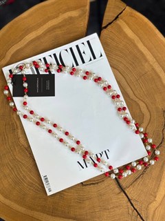 СОТУАР из жемчуга и камней МАЙОРКА от SMYKOVA (бело-красный) - фото 41048