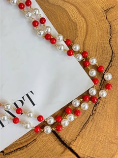 СОТУАР из жемчуга и камней МАЙОРКА от SMYKOVA (бело-красный) - фото 41049